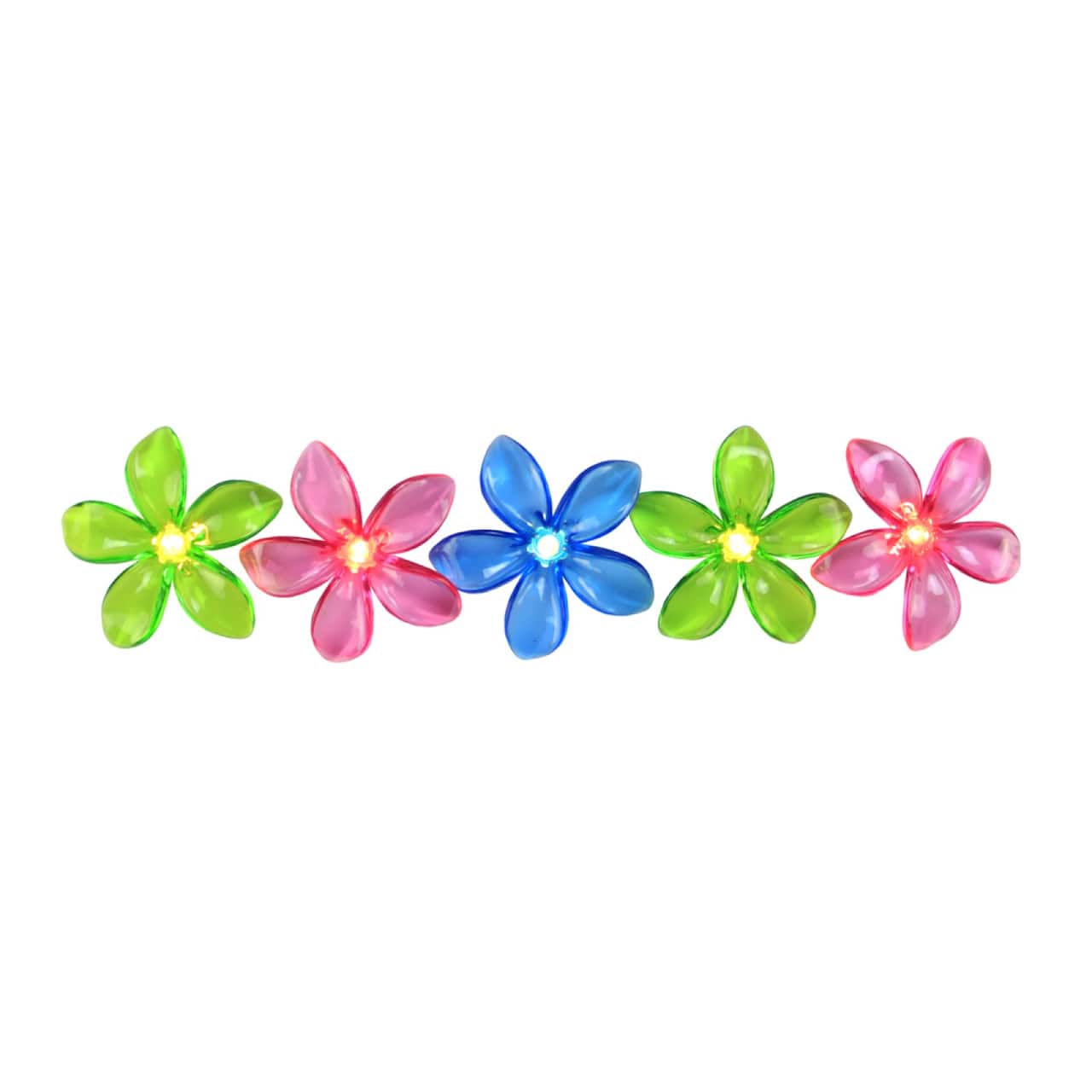 Pink, Blue & Green Flower Patio & Garden Novelty Lights, Set of 10
